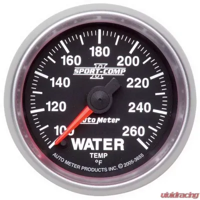 AutoMeter GAUGE; WATER TEMP; 2 1/16IN.; 100-260 F; DIGITAL STEPPER MOTOR; SPORT-COMP II - 3655