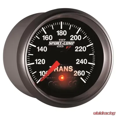 AutoMeter GAUGE; TRANS TEMP; 2 1/16in.; 100-260deg.F; STEPPER MOTOR W/PEAK/WRN; SPORT-COMP - 3658