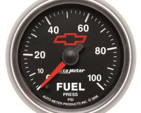 AutoMeter GAUGE; FUEL PRESSURE; 2 1/16in.; 100PSI; DIGITAL STEPPER MOTOR; CHEVY RED BOWTIE