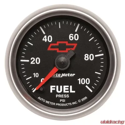 AutoMeter GAUGE; FUEL PRESSURE; 2 1/16in.; 100PSI; DIGITAL STEPPER MOTOR; CHEVY RED BOWTIE - 3663-00406