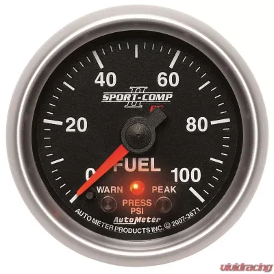 AutoMeter GAUGE; FUEL PRESS; 2 1/16in.; 100PSI; DIGITAL STPR MTR W/PK/WRN; SPORT-COMP II - 3671