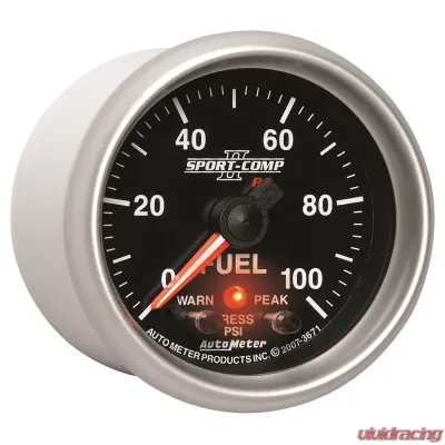AutoMeter GAUGE; FUEL PRESS; 2 1/16in.; 100PSI; DIGITAL STPR MTR W/PK/WRN; SPORT-COMP II - 3671