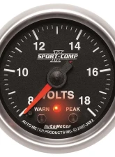 AutoMeter GAUGE; VOLTMETER; 2 1/16in.; 18V; DIGITAL STEPPER MOTOR W/PK/WRN; SPORT-COMP II                                     - 3683 - Image 6