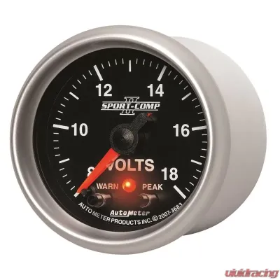 AutoMeter GAUGE; VOLTMETER; 2 1/16in.; 18V; DIGITAL STEPPER MOTOR W/PK/WRN; SPORT-COMP II - 3683