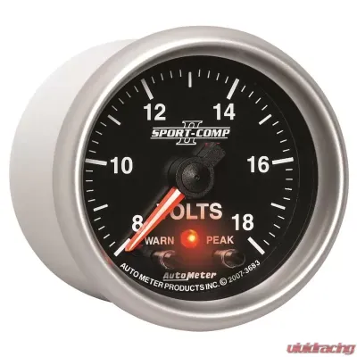 AutoMeter GAUGE; VOLTMETER; 2 1/16in.; 18V; DIGITAL STEPPER MOTOR W/PK/WRN; SPORT-COMP II - 3683