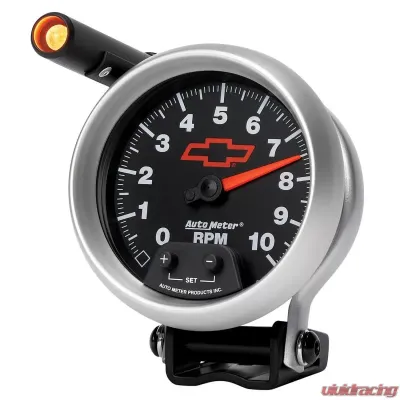 AutoMeter GAUGE; TACHOMETER; 3 3/4in.; 10K RPM; PEDESTAL W/EXT. QUICK-LITE; CHEVY RED BOWT - 3690-00406