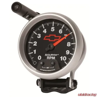 AutoMeter GAUGE; TACHOMETER; 3 3/4in.; 10K RPM; PEDESTAL W/EXT. QUICK-LITE; CHEVY RED BOWT - 3690-00406