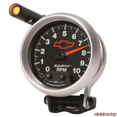 AutoMeter GAUGE; TACHOMETER; 3 3/4in.; 10K RPM; PEDESTAL W/EXT. QUICK-LITE; CHEVY RED BOWT - 3690-00406