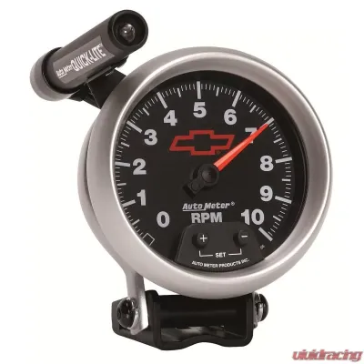 AutoMeter GAUGE; TACHOMETER; 3 3/4in.; 10K RPM; PEDESTAL W/EXT. QUICK-LITE; CHEVY RED BOWT - 3690-00406