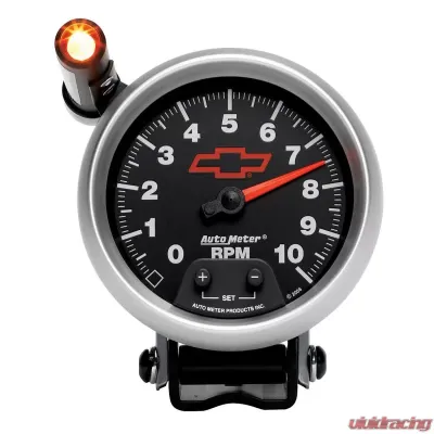 AutoMeter GAUGE; TACHOMETER; 3 3/4in.; 10K RPM; PEDESTAL W/EXT. QUICK-LITE; CHEVY RED BOWT - 3690-00406