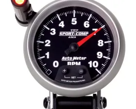 AutoMeter GAUGE; TACHOMETER; 3 3/4in.; 10K RPM; PEDESTAL W/EXT. QUICK-LITE; SPORT-COMP II