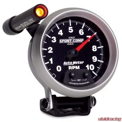 AutoMeter GAUGE; TACHOMETER; 3 3/4in.; 10K RPM; PEDESTAL W/EXT. QUICK-LITE; SPORT-COMP II - 3690