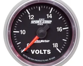 AutoMeter GAUGE; VOLTMETER; 2 1/16in.; 18V; DIGITAL STEPPER MOTOR; SPORT-COMP II