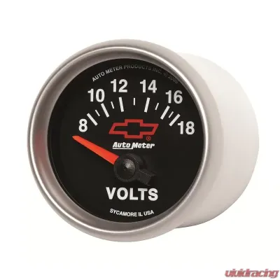 AutoMeter GAUGE; VOLTMETER; 2 1/16in.; 18V; ELECTRIC; CHEVY RED BOWTIE; BLACK - 3692-00406