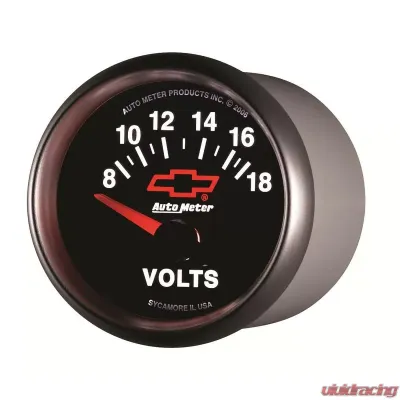 AutoMeter GAUGE; VOLTMETER; 2 1/16in.; 18V; ELECTRIC; CHEVY RED BOWTIE; BLACK - 3692-00406