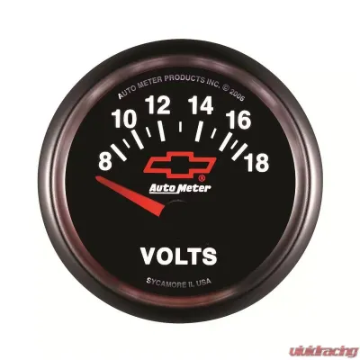 AutoMeter GAUGE; VOLTMETER; 2 1/16in.; 18V; ELECTRIC; CHEVY RED BOWTIE; BLACK - 3692-00406