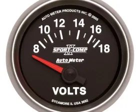 AutoMeter GAUGE; VOLTMETER; 2 1/16in.; 18V; ELECTRIC; SPORT-COMP II