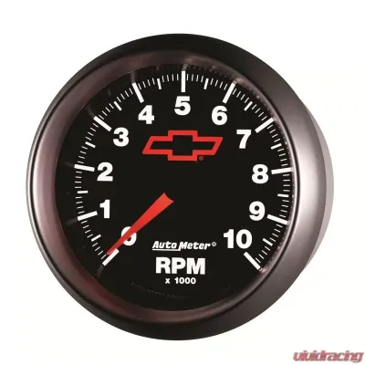 AutoMeter GAUGE; TACHOMETER; 3 3/8in.; 10K RPM; IN-DASH; CHEVY RED BOWTIE; BLACK - 3697-00406