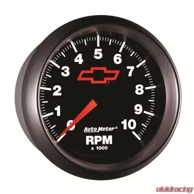 AutoMeter GAUGE; TACHOMETER; 3 3/8in.; 10K RPM; IN-DASH; CHEVY RED BOWTIE; BLACK - 3697-00406
