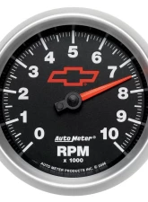 AutoMeter GAUGE; TACHOMETER; 3 3/8in.; 10K RPM; IN-DASH; CHEVY RED BOWTIE; BLACK                                     - 3697-00406 - Image 2