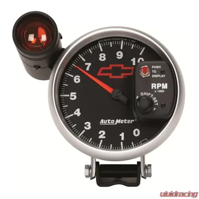 AutoMeter GAUGE; TACHOMETER; 5in.; 10K RPM; PEDESTAL W/EXT. SHIFT-LITE; CHEVY RED BOWTIE; - 3699-00406