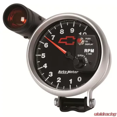 AutoMeter GAUGE; TACHOMETER; 5in.; 10K RPM; PEDESTAL W/EXT. SHIFT-LITE; CHEVY RED BOWTIE; - 3699-00406