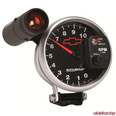 AutoMeter GAUGE; TACHOMETER; 5in.; 10K RPM; PEDESTAL W/EXT. SHIFT-LITE; CHEVY RED BOWTIE; - 3699-00406