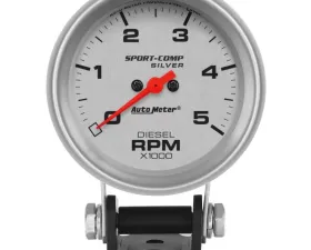 AutoMeter GAUGE; TACHOMETER (DIESEL); 2 5/8in.; 5K RPM; PEDESTAL; ULTRA-LITE