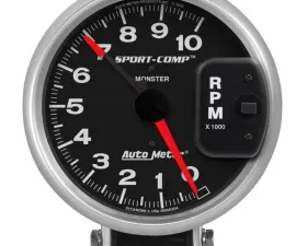 AutoMeter GAUGE; TACHOMETER; 5in.; 10K RPM; PEDESTAL W/RED LINE; SPORT-COMP