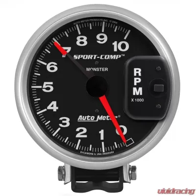AutoMeter GAUGE; TACHOMETER; 5in.; 10K RPM; PEDESTAL W/RED LINE; SPORT-COMP - 3900