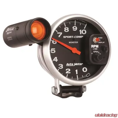 AutoMeter GAUGE; TACHOMETER; 5in.; 10K RPM; PEDESTAL W/EXT. SHIFT-LITE; SPORT-COMP - 3904