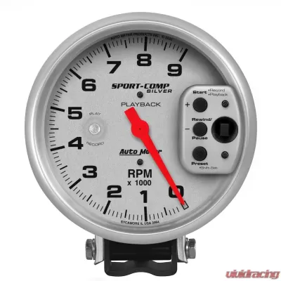 AutoMeter GAUGE; TACHOMETER; 5in.; 9K RPM; PEDESTAL W/RPM PLAYBACK; ULTRA-LITE - 3964