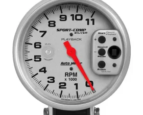AutoMeter GAUGE; TACHOMETER; 5in.; 11K RPM; PEDESTAL W/RPM PLAYBACK; ULTRA-LITE