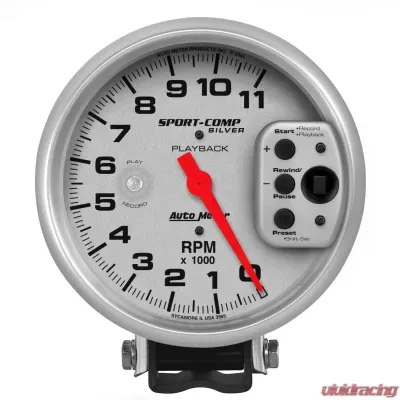 AutoMeter GAUGE; TACHOMETER; 5in.; 11K RPM; PEDESTAL W/RPM PLAYBACK; ULTRA-LITE - 3965