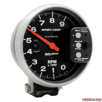 AutoMeter GAUGE; TACHOMETER; 5in.; 9K RPM; PEDESTAL W/RPM PLAYBACK; SPORT-COMP - 3966