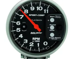 AutoMeter GAUGE; TACHOMETER; 5in.; 11K RPM; PEDESTAL W/RPM PLAYBACK; SPORT-COMP