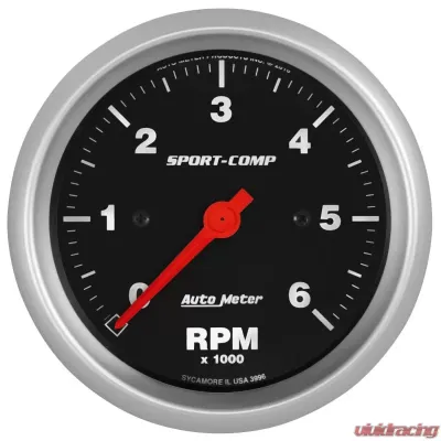 AutoMeter GAUGE; TACHOMETER; 3 3/8in.; 6K RPM; IN-DASH; SPORT-COMP - 3996