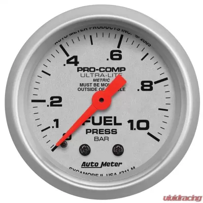 AutoMeter GAUGE; FUEL PRESSURE; 2 1/16in.; 1.0BAR; MECHANICAL; ULTRA-LITE - 4311-M