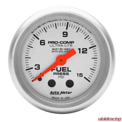 AutoMeter GAUGE; FUEL PRESSURE; 2 1/16in.; 15PSI; MECHANICAL; ULTRA-LITE - 4311