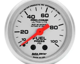 AutoMeter GAUGE; FUEL PRESSURE; 2 1/16in.; 100PSI; MECHANICAL; ULTRA-LITE