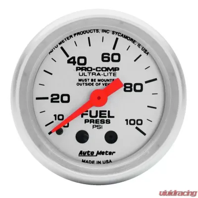 AutoMeter GAUGE; FUEL PRESSURE; 2 1/16in.; 100PSI; MECHANICAL; ULTRA-LITE - 4312