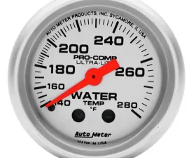 AutoMeter GAUGE; WATER TEMP; 2 1/16in.; 140-280deg.F; MECHANICAL; ULTRA-LITE