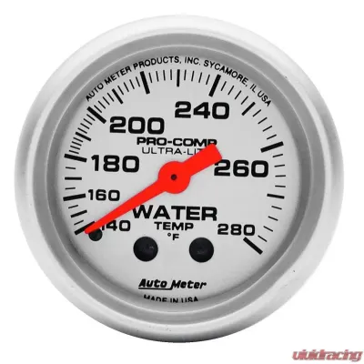 AutoMeter GAUGE; WATER TEMP; 2 1/16in.; 140-280deg.F; MECHANICAL; ULTRA-LITE - 4331