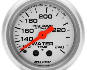 AutoMeter GAUGE; WATER TEMP; 2 1/16in.; 120-240deg.F; MECHANICAL; ULTRA-LITE