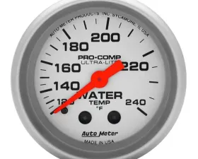 AutoMeter GAUGE; WATER TEMP; 2 1/16in.; 120-240deg.F; MECHANICAL; 12FT.; ULTRA-LITE