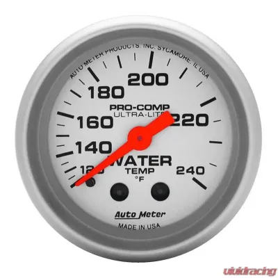AutoMeter GAUGE; WATER TEMP; 2 1/16in.; 120-240deg.F; MECHANICAL; 12FT.; ULTRA-LITE - 4333