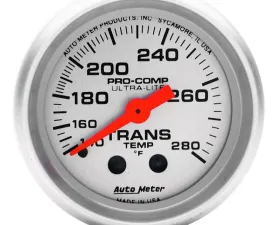 AutoMeter GAUGE; TRANS TEMP; 2 1/16in.; 140-280deg.F; MECHANICAL; 8FT.; ULTRA-LITE