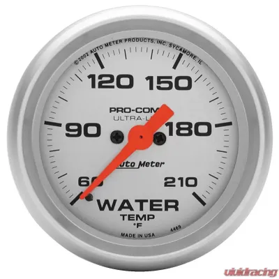 AutoMeter GAUGE; LOW WATER TEMP; 2 1/16in.; 60-210deg.F; DIGITAL STEPPER MOTOR; ULTRA-LITE - 4369