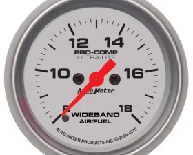 AutoMeter GAUGE; AIR/FUEL RATIO-WIDEBAND; ANALOG; 2 1/16in.; 8:1-18:1; STPR MTR; ULTRA-LIT