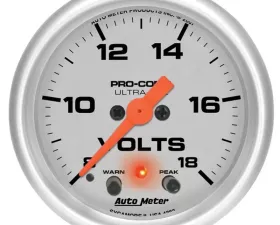 AutoMeter GAUGE; VOLTMETER; 2 1/16in.; 18V; DIGITAL STEPPER MOTOR W/PEAK/WARN; ULTRA-LITE